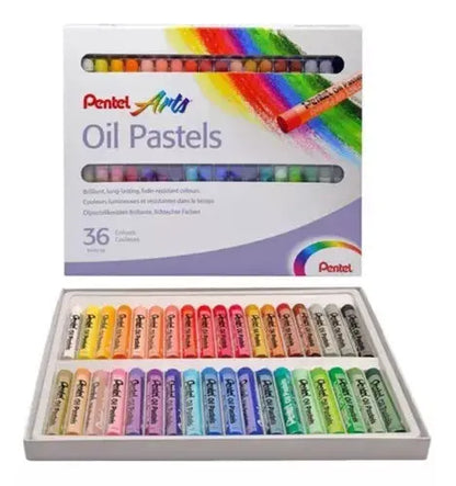 36 Pasteles Gises Tizas Aceite Pentel Arts Redondos Colores - Polvos Holi - detalle