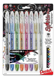 8 Boligrafos Gel Metalico Pentel Sparkle Pop 1.0mm - Pentel - empaque