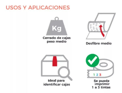 6 Cintas Adhesivas Empaque Acrílica Janel 090 48mmx150 Elegir Color Roja - Janel - vista trasera