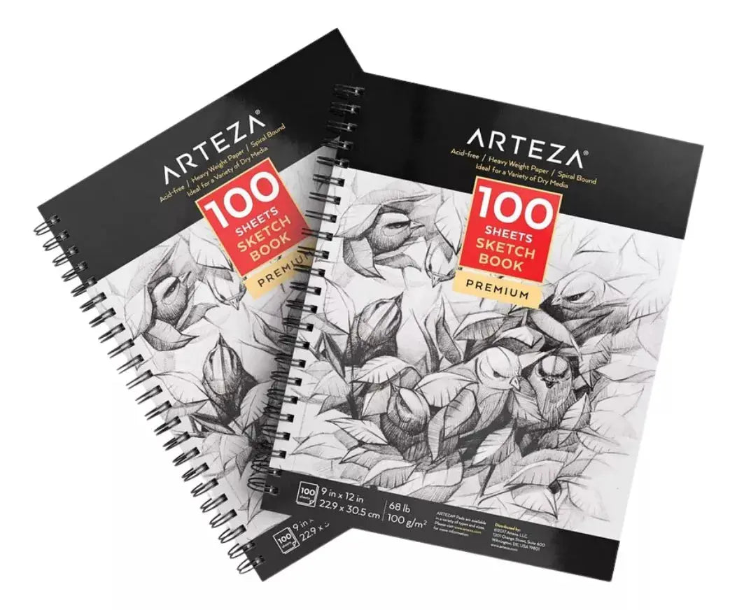 Paquete 2 Cuadernos 100g Boceto Espiral 100 Hojas Arteza - Arteza - vista lateral