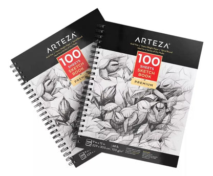Paquete 2 Cuadernos 100g Boceto Espiral 100 Hojas Arteza - Arteza - vista lateral
