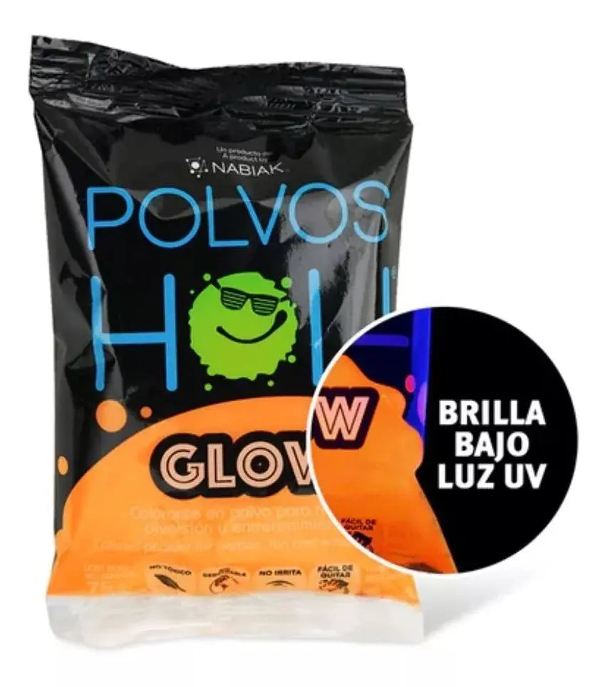 Polvos Holi Glow Original Neón 75gr Paquete De 20 Fiestas - Polvos Holi - empaque