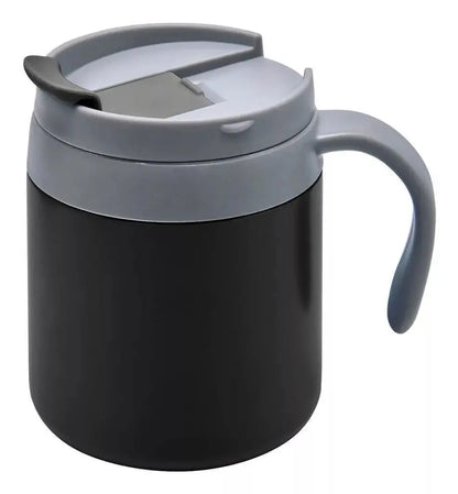 Taza Termo 350ml Negro Plastico Y Acero Inoxidable - Promoopcion - vista trasera