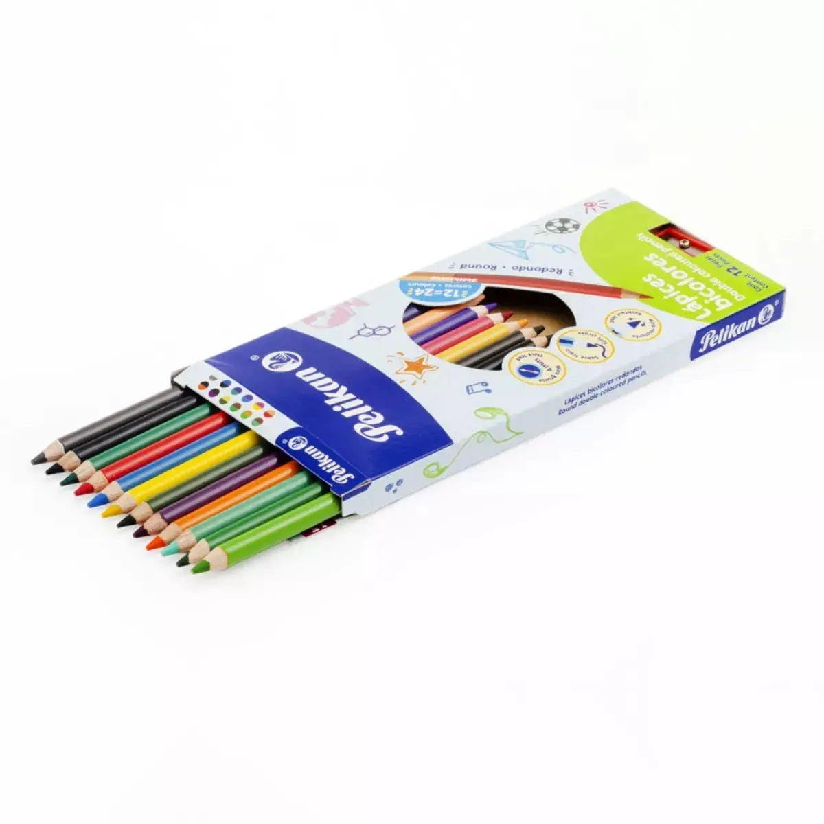 Caja 12 Lápices Bicolores Redondos 4mm Mina Gruesa Metalicos - Bic - detalle