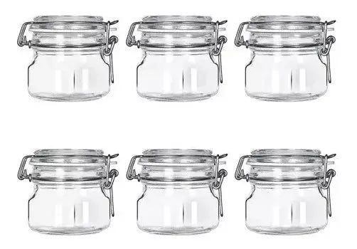 Juego 6 Frascos Hermeticos Contenedores Tapa Clip 500 Ml - Vittori - detalle