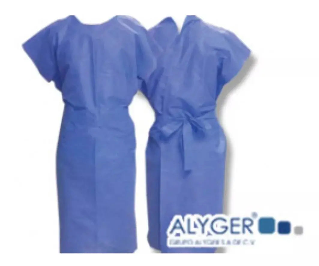 10 Batas Paciente Médico Cuadrada Desechable Azul Alyger - Alyger - detalle