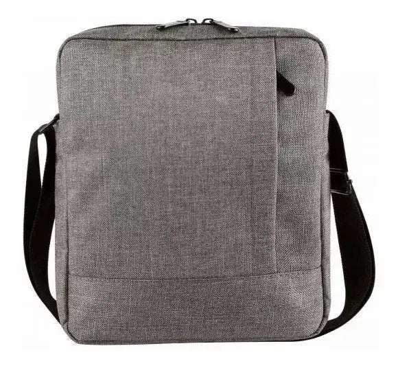 Mochila Mariconera Viaje Porta Tablet iPad Hombro Gris - Promoopcion - vista lateral