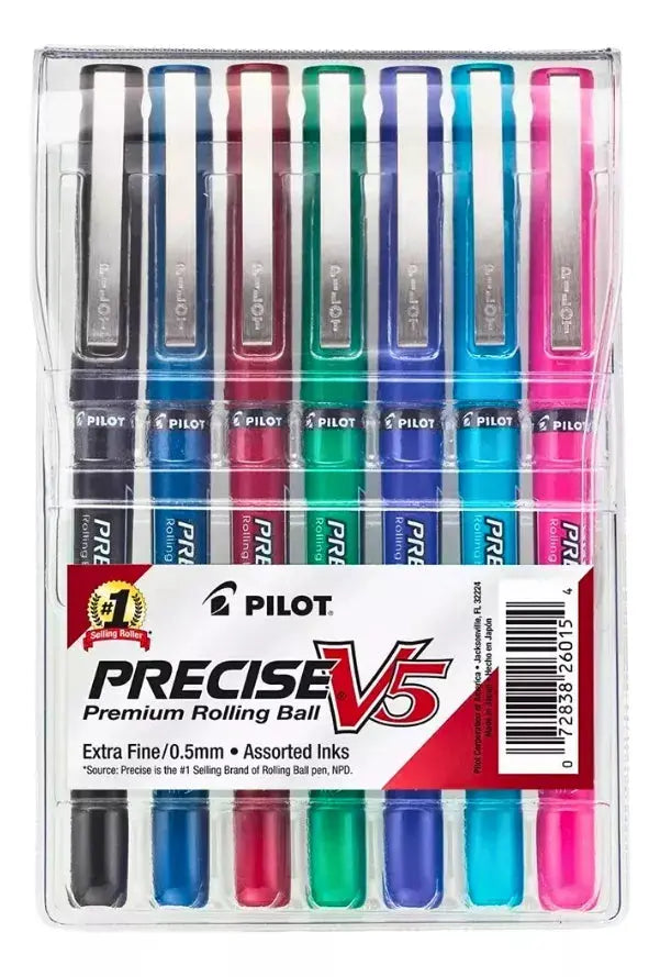7 Boligrafos Plumas Gel Pilot Pen Precise V5 Punto Extrafino - Pilot - empaque
