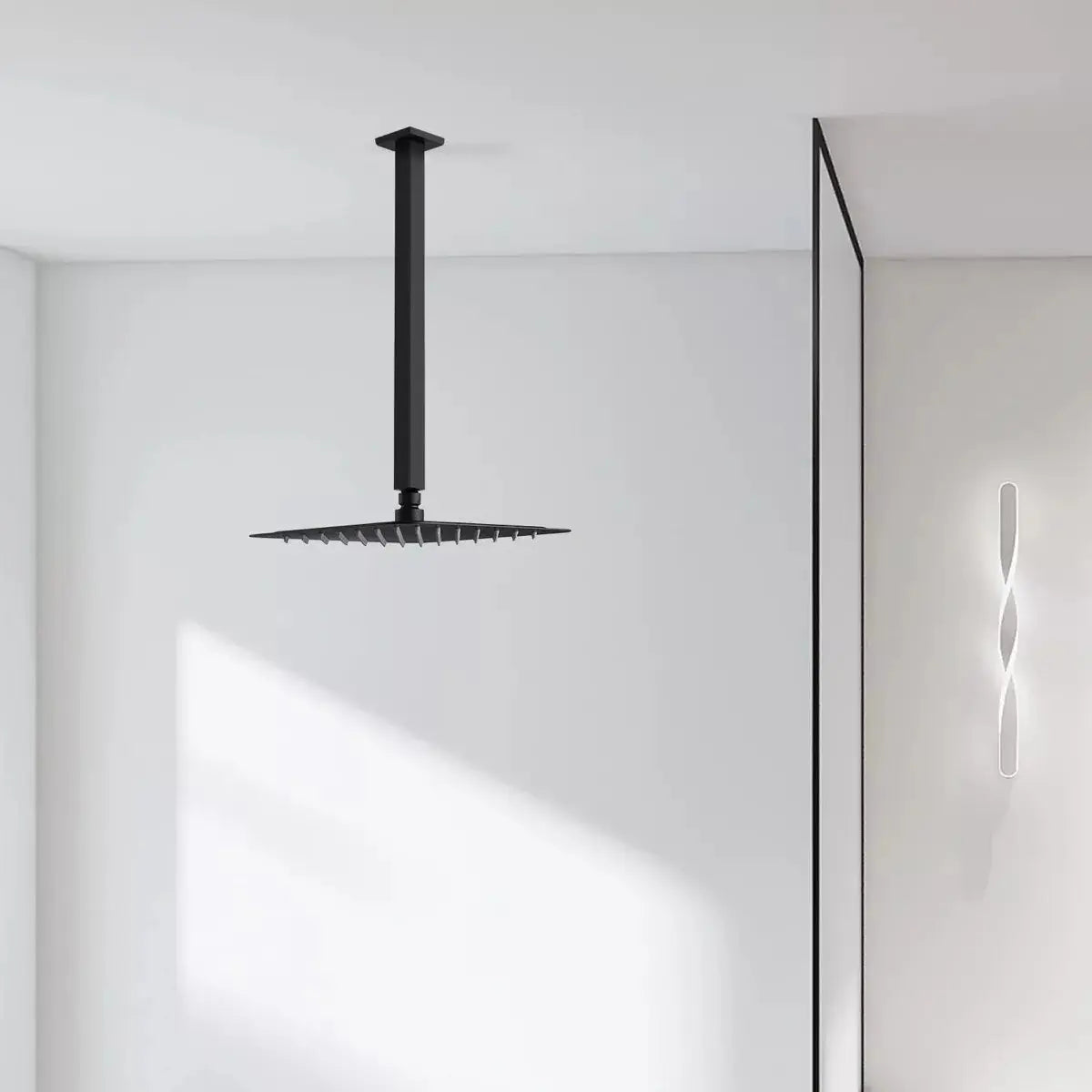 Cuello Techo Regadera Meer Negro Mate 40cm Acero Inoxidable - CNX