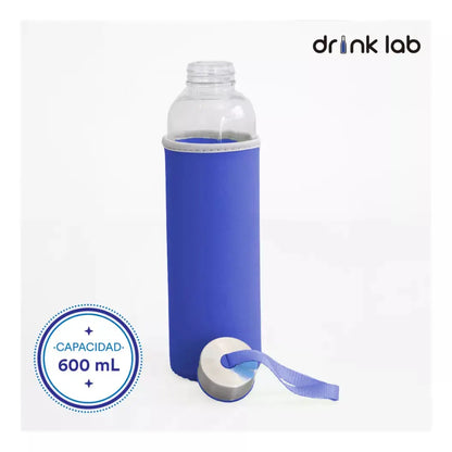 Botella Vidrio Funda Neopreno Agua Sport 600 Ml Resistente Rosa Chicle - Drink Lab - uso