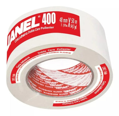 Rollo Cinta Doble Cara Janel 400 Poliester .48x50m Adhesiva - Janel
