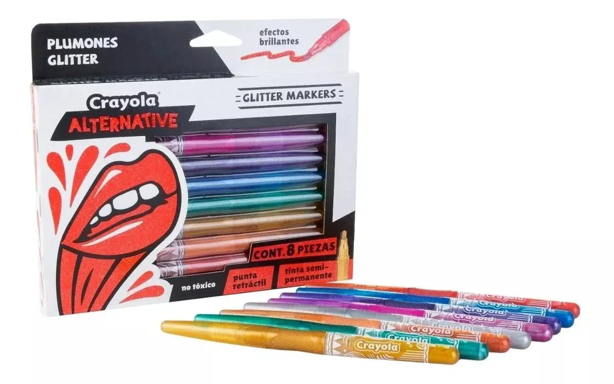 8 Plumones Glitter Alternative Markets No Tóxico Crayola - Crayola - accesorios