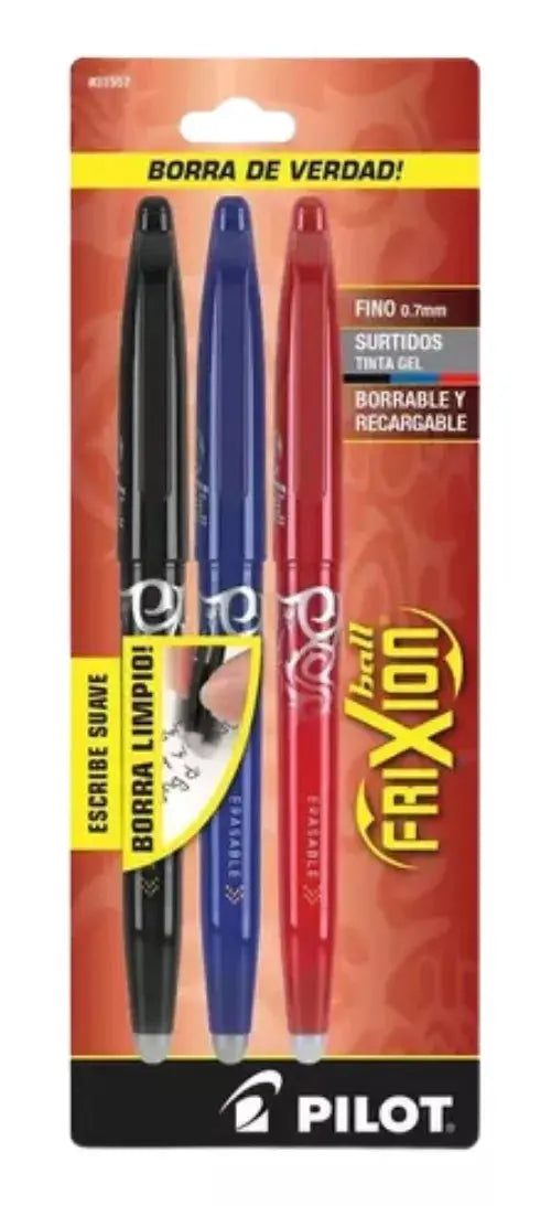 Set 3 Bolígrafo Plumas Pilot Frixion Ball Tinta Borrable Gel - Pilot