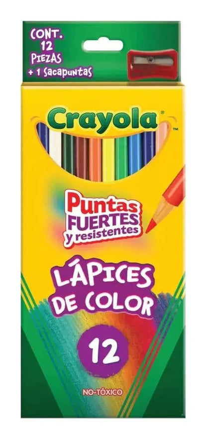 Caja 12 Lapices Colores Redondos + Sacapuntas Dibujo Crayola - Crayola - vista lateral