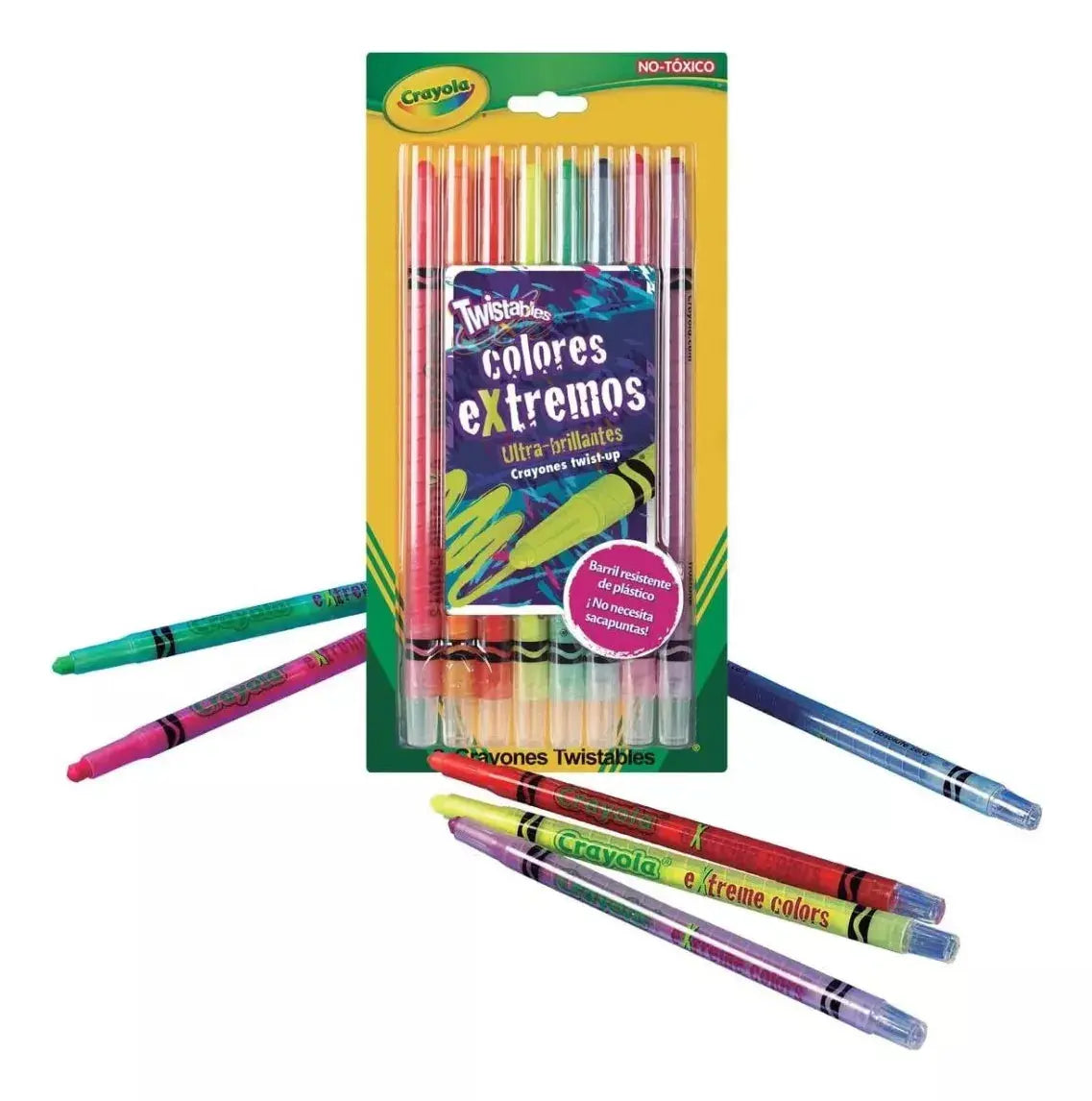 8 Crayones Twistables Extremos Colores Neon Largos Crayola - Crayola - vista lateral