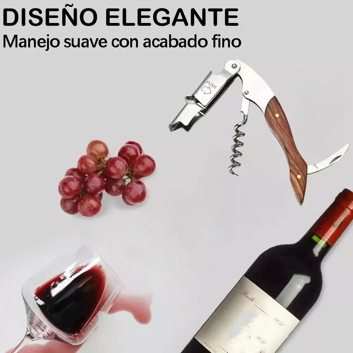 Sacacorchos Profesional Descorchador Destapador Vinos 5 Pzs - KCTS - vista trasera