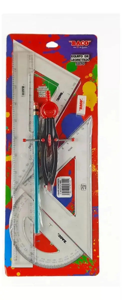 Juego Geometria Baco Cristal Plastico Sistema Escolar Nd5090 - Baco