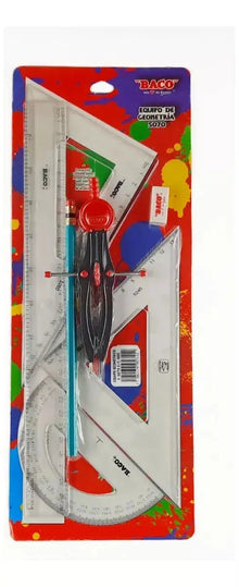 Juego Geometria Baco Cristal Plastico Sistema Escolar Nd5090 - Baco