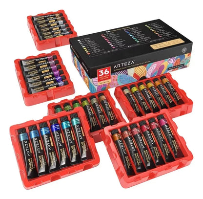 36 Tubos De Pintura Gouache Arteza 12 Ml Colores Surtidos - Arteza - vista lateral