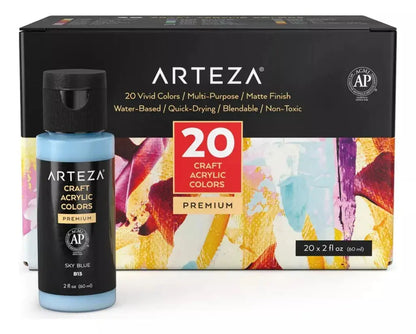 Set 20 Pintura Acrílica Artesanal 60 Ml Colores Arteza - Coveme - vista lateral