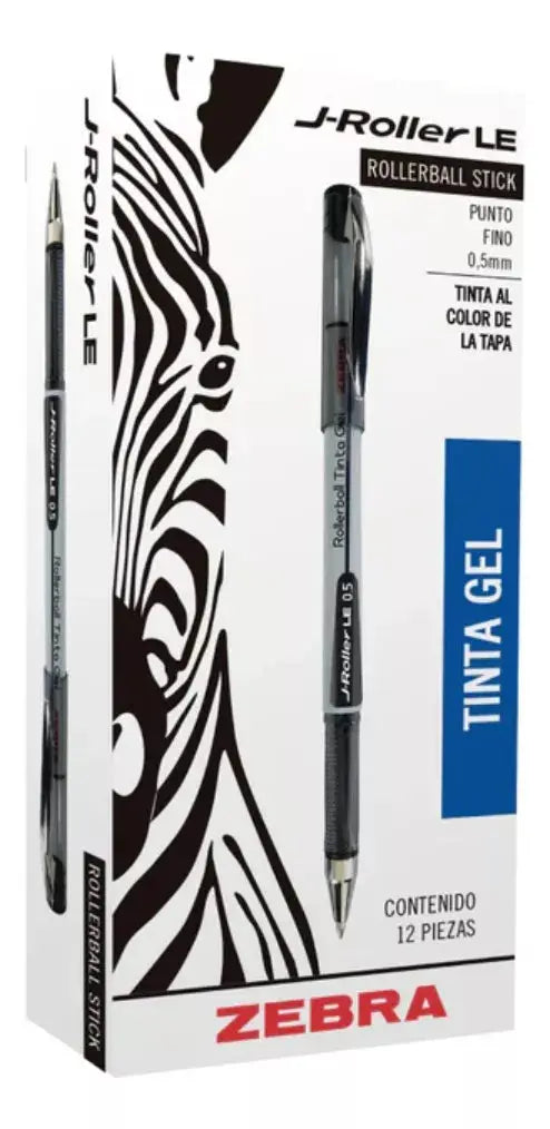 12 Piezas Boligrafo Gel Zebra J Roller Punto Fino 0.5 Mm - Zebra