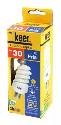 Foco Espiral Ahorrador Keer No.30 Luz Fría 20w Base E27 - Santul