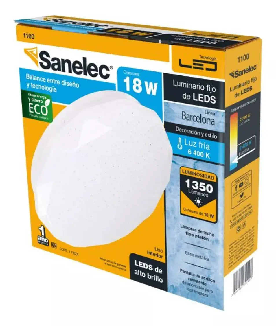 Luminario Fijo Led Sanelec 18w Luz Fría Línea Barcelona 1100 - Sanelec