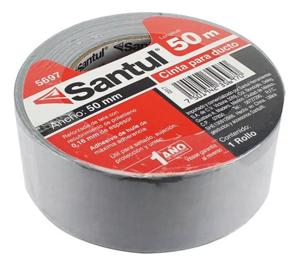 Cinta Adhesiva Ductos 50mm X 50m Santul Reforzada Tela - Santul - vista lateral