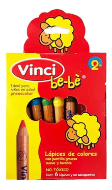 Set 6 Lápices De Colores Lavables Vinci Bebé + Sacapuntas - Vinci - vista lateral