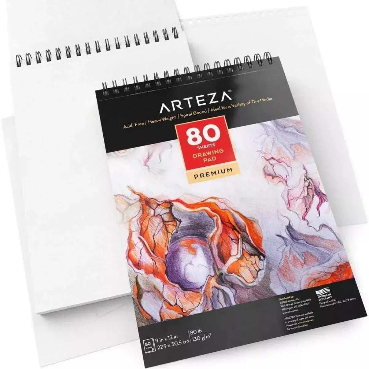 Set 2 Bloc De Dibujo Con Espiral 22.9x30.5 Pro 80h Arteza - Arteza - empaque