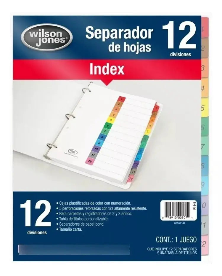 Separador Acco Tab 12 Divisiones Ceja Color Sin Numeracion - ACCO