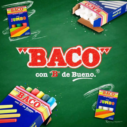 Caja 12 Gises Moldeados Color Blanco Baco Tizas Pizarron - BACO - empaque