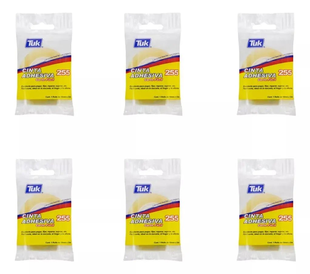 Pack 6 Cinta Corte Facil Tuk 18mm X 33m Transparente - Tuck