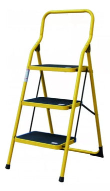Escalera Personal Peldaños Acero 3 Escalones Amarilla - Politec