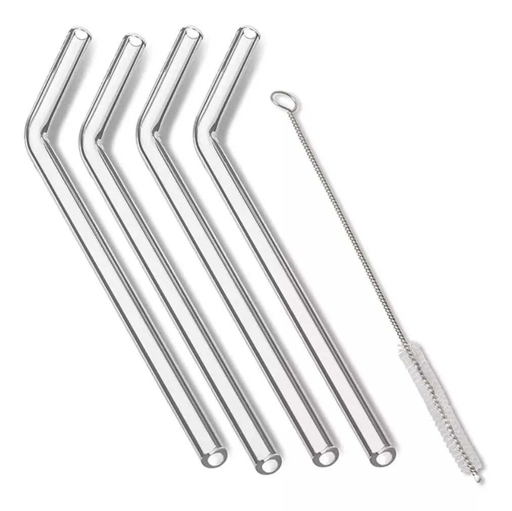 4 Popotes Reusables Vidrio Hergonomico Mason Jars - Outset - vista lateral