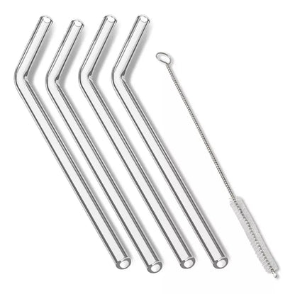 4 Popotes Reusables Vidrio Hergonomico Mason Jars - Outset - vista lateral