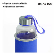 Botella Vidrio Funda Neopreno Agua Sport 600 Ml Resistente Rosa Chicle - Drink Lab - contenido