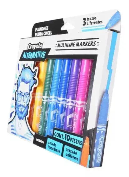 10 Plumones Multiline Alternative Crayola Diferentes Trazos - Crayola - empaque