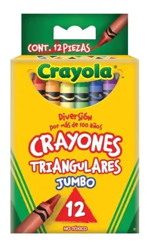 12 Crayones Triangulares Jumbo Colorear Escolar Crayola - Crayola - accesorios