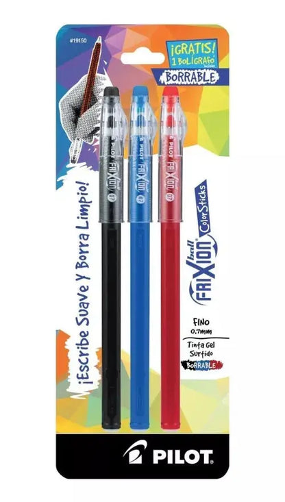3 Bolígrafo Gel Frixion Stick Pilot Tinta Borrable Punta 0.7 - Pilot - vista lateral