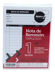 6 Block Nota Remisión Rayter Triplicado 1/4 /17 Juegos C/u - Rayter - detalle