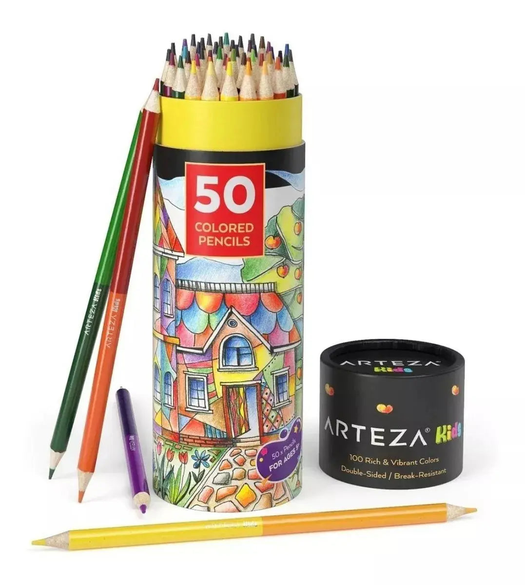 50 Lapices Color Doble Punta 100 Colores Arteza Duales Niños - Coveme