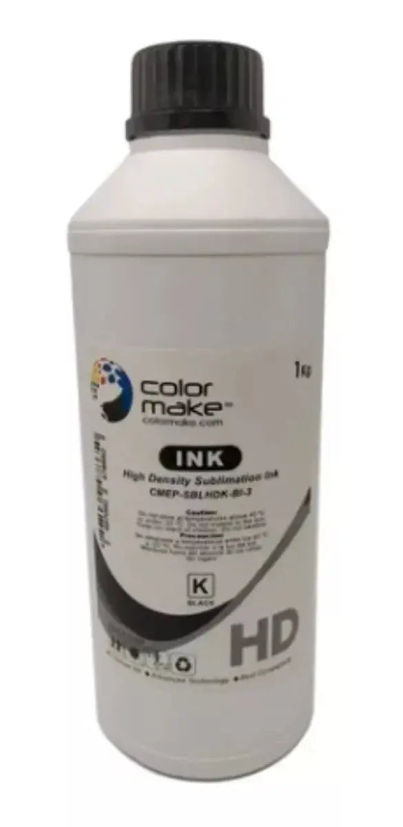 Bote Tinta Sublimar Imprimir Hd 1 Litro Colores Color Make Negro - ColorMake - vista lateral