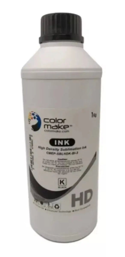 Bote Tinta Sublimar Imprimir Hd 1 Litro Colores Color Make Negro - ColorMake - vista lateral