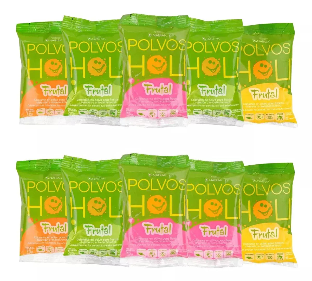 Polvos Holi Original Frutal 75gr Fiesta 10 Pack Envío Gratis - Polvos Holi - empaque