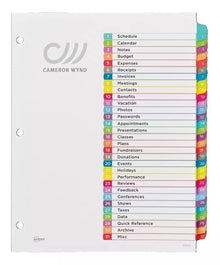 31 Separador Pestañas Numericas Avery Carpeta Multicolores - Avery