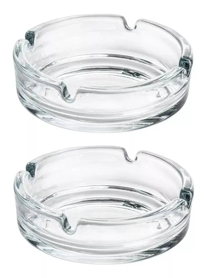 Set De 2 Cenicero Vidrio Fino Redondo Cristal Liso Grande - Vittori - detalle