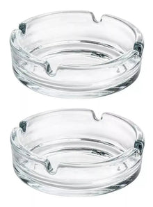 Set De 2 Cenicero Vidrio Fino Redondo Cristal Liso Grande - Vittori - detalle