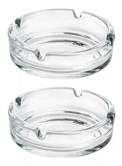 Set De 2 Cenicero Vidrio Fino Redondo Cristal Liso Grande - Vittori - detalle