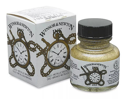 Tintero Tinta Caligrafía 30ml Winsor & Newton Oro Plata Oro - Winsor and Newton - vista lateral